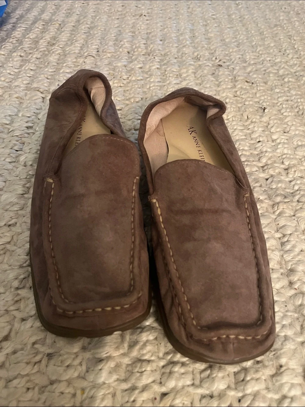 Anne Klein Brown Suede Slip-On Loafers for Men